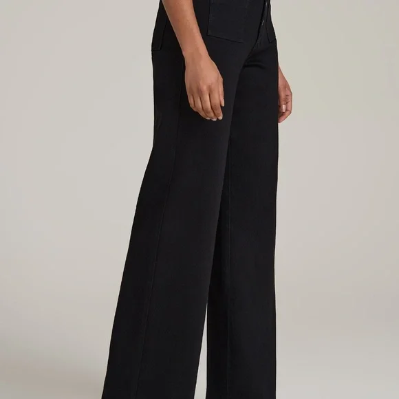 American Tall Stevie Wide Leg Patch Pocket Jeans for Tall Women in Black Size 30 - Picture 3 of 3